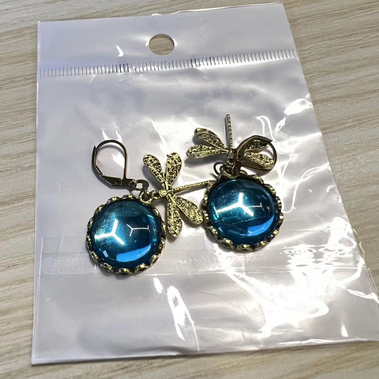 Women's Hanging Vintage Dragonfly Pendant Earring Boho Chakra Blue Moonstone Drop