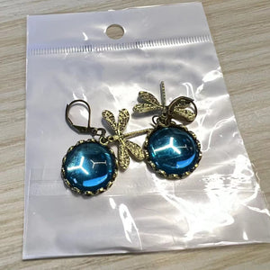 Women's Hanging Vintage Dragonfly Pendant Earring Boho Chakra Blue Moonstone Drop
