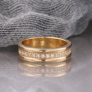 Simple Golden Sliver Rhinestones Copper Plated Fashion Ring