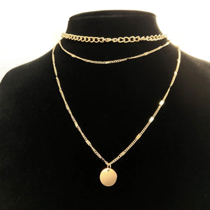 Women's Multilayer Fashion Disc Pendant Necklace