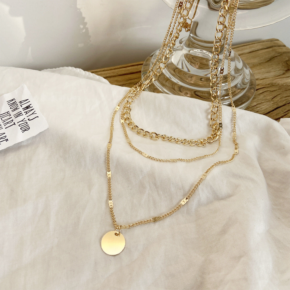 Women's Multilayer Fashion Disc Pendant Necklace