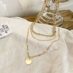 Women's Multilayer Fashion Disc Pendant Necklace