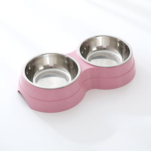 Double Pet Food Water Feeder Stainless Steel Bowls
