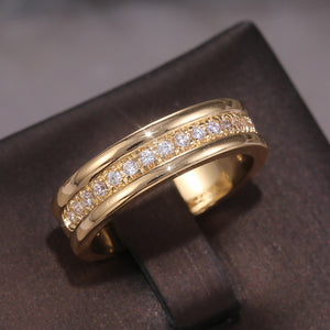 Simple Golden Sliver Rhinestones Copper Plated Fashion Ring