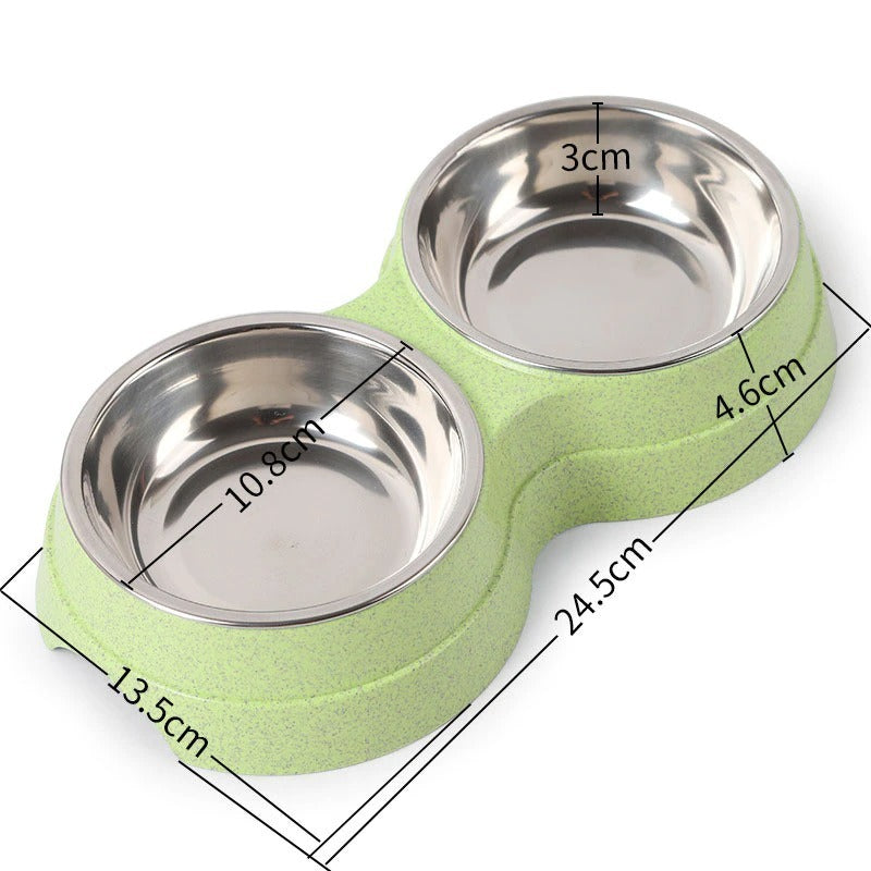 Double Pet Food Water Feeder Stainless Steel Bowls