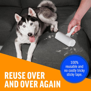 Roller Pet Hair Remover and Reusable Lint Roller -  Cat and Dog Hair Remover for Furniture, Couch, Carpet, Clothing and Bedding - Portable, Multi-Surface Fur Removal Tool