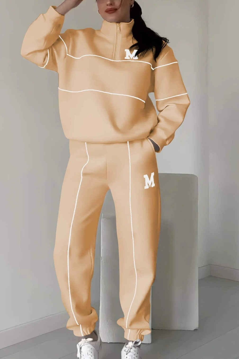 Women's 2 Piece Outfits Lounge Hoodless Pullover Sweatshirt Sweatsuit