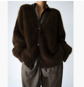 Loose V-neck Button Cardigan Fall Winter Fashion Single Breasted Knitted Sweater