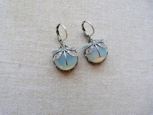 Women's Hanging Vintage Dragonfly Pendant Earring Boho Chakra Blue Moonstone Drop