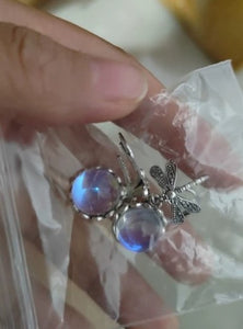 Women's Hanging Vintage Dragonfly Pendant Earring Boho Chakra Blue Moonstone Drop