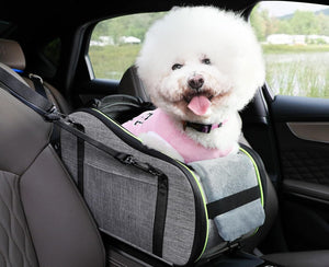 Console Dog Car Seat Dog Armrest Booster Seat, Soft Pad Center Console Dog Car Seat for Puppy, Puppy Car Seat Pet Booster Seat with Safe Strap, Suitable for Small Dog up To11Bls