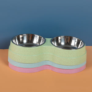 Double Pet Food Water Feeder Stainless Steel Bowls