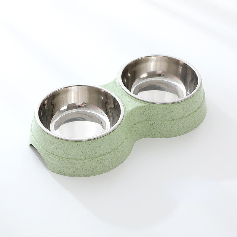 Double Pet Food Water Feeder Stainless Steel Bowls