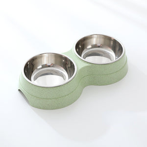 Double Pet Food Water Feeder Stainless Steel Bowls
