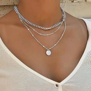 Women's Multilayer Fashion Disc Pendant Necklace