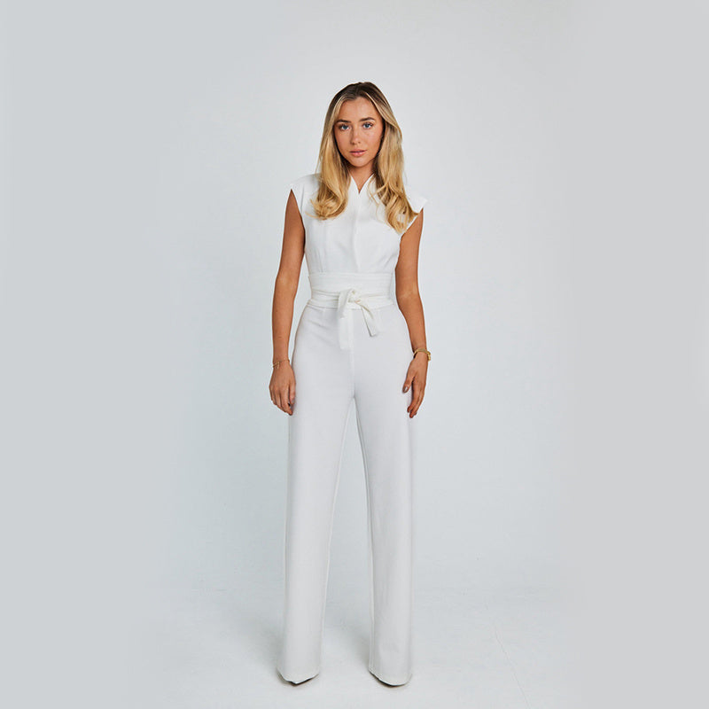 Elegant Long Sleeveless Jumpsuit Summer V-neck Clothing For Women