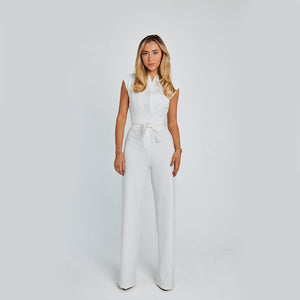 Elegant Long Sleeveless Jumpsuit Summer V-neck Clothing For Women
