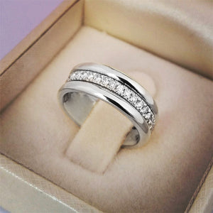 Simple Golden Sliver Rhinestones Copper Plated Fashion Ring