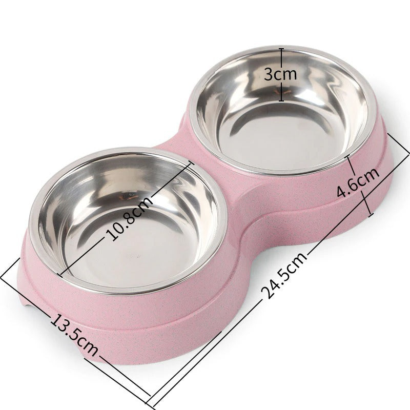 Double Pet Food Water Feeder Stainless Steel Bowls