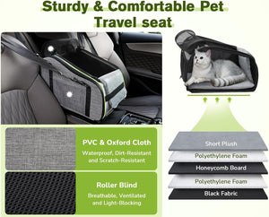 Console Dog Car Seat Dog Armrest Booster Seat, Soft Pad Center Console Dog Car Seat for Puppy, Puppy Car Seat Pet Booster Seat with Safe Strap, Suitable for Small Dog up To11Bls
