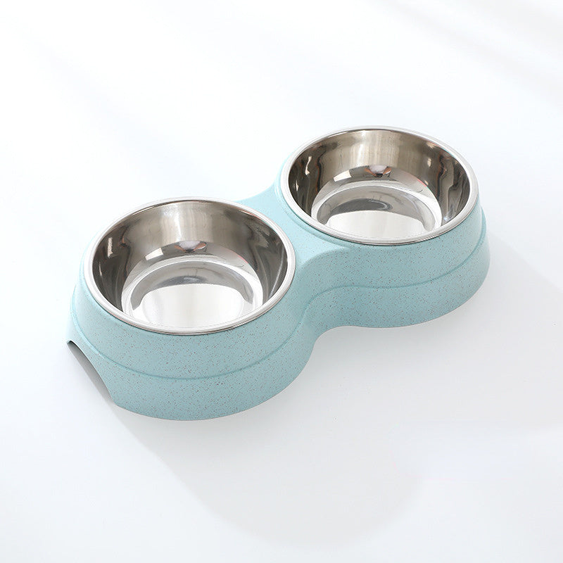 Double Pet Food Water Feeder Stainless Steel Bowls