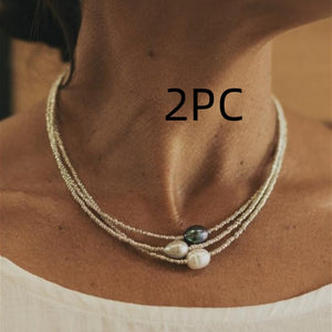 Artistic Vintage Bead Necklace Natural Freshwater Pearl
