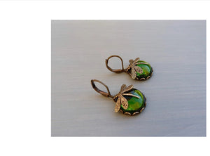 Women's Hanging Vintage Dragonfly Pendant Earring Boho Chakra Blue Moonstone Drop