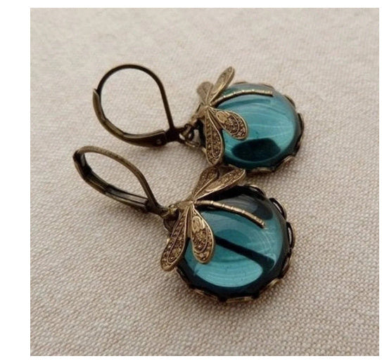 Women's Hanging Vintage Dragonfly Pendant Earring Boho Chakra Blue Moonstone Drop
