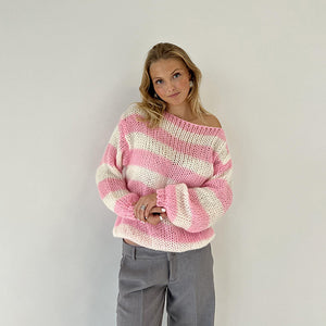 Loose Striped Pullover Sweater Fashion Versatile Long-sleeved Knitted Tops Women Clothing