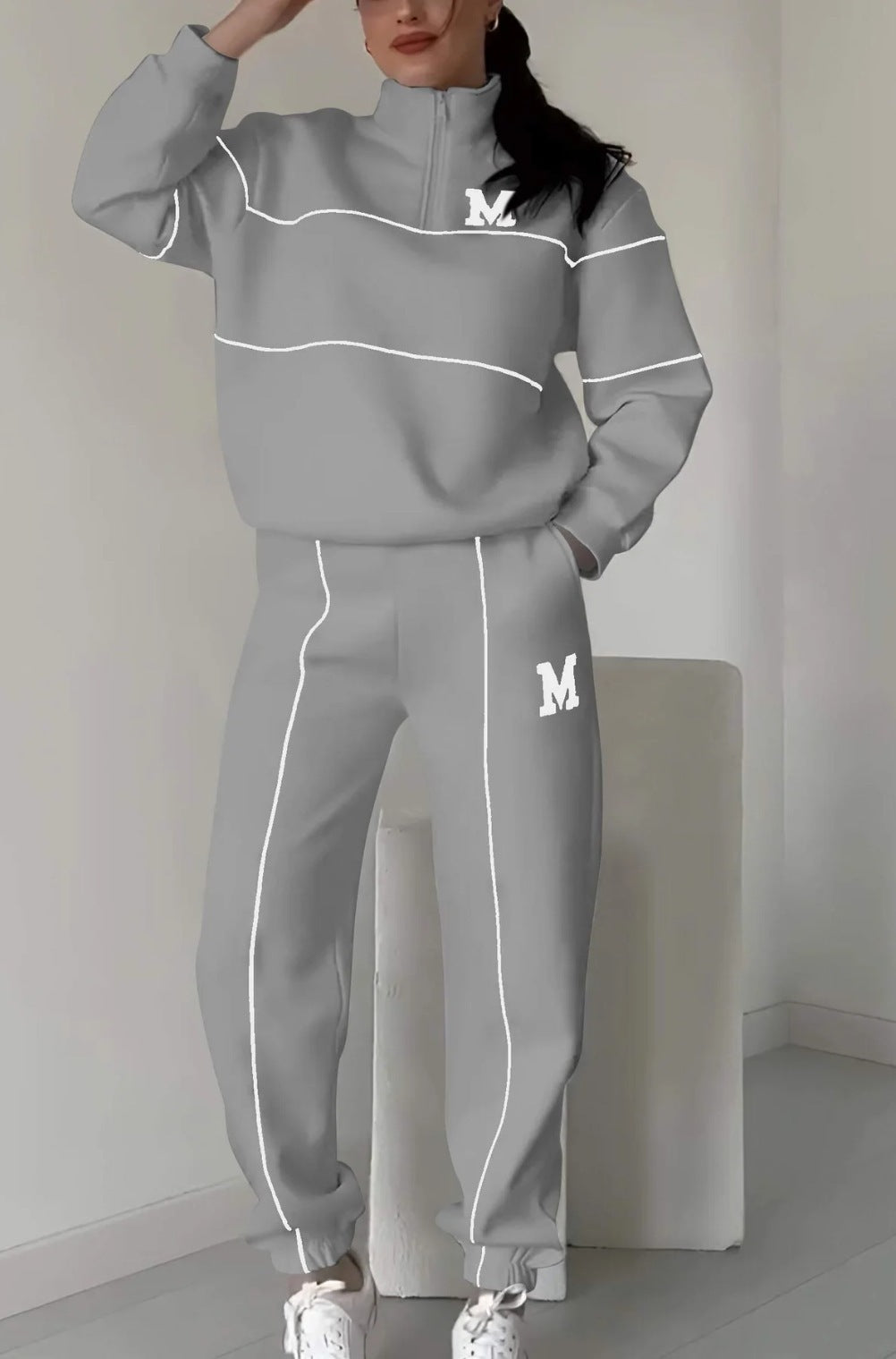 Women's 2 Piece Outfits Lounge Hoodless Pullover Sweatshirt Sweatsuit