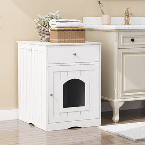 Wooden Pet House Litter Box Fence with Drawers
