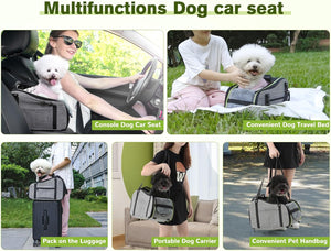 Console Dog Car Seat Dog Armrest Booster Seat, Soft Pad Center Console Dog Car Seat for Puppy, Puppy Car Seat Pet Booster Seat with Safe Strap, Suitable for Small Dog up To11Bls