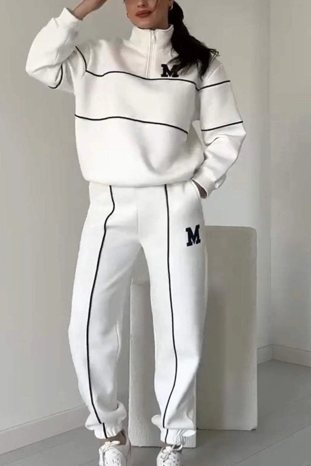 Women's 2 Piece Outfits Lounge Hoodless Pullover Sweatshirt Sweatsuit