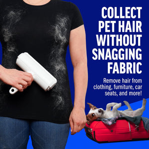 Roller Pet Hair Remover and Reusable Lint Roller -  Cat and Dog Hair Remover for Furniture, Couch, Carpet, Clothing and Bedding - Portable, Multi-Surface Fur Removal Tool