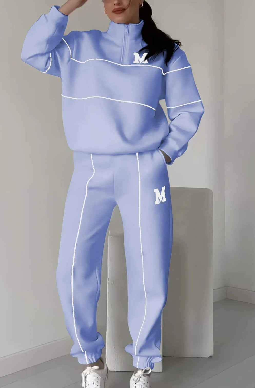 Women's 2 Piece Outfits Lounge Hoodless Pullover Sweatshirt Sweatsuit